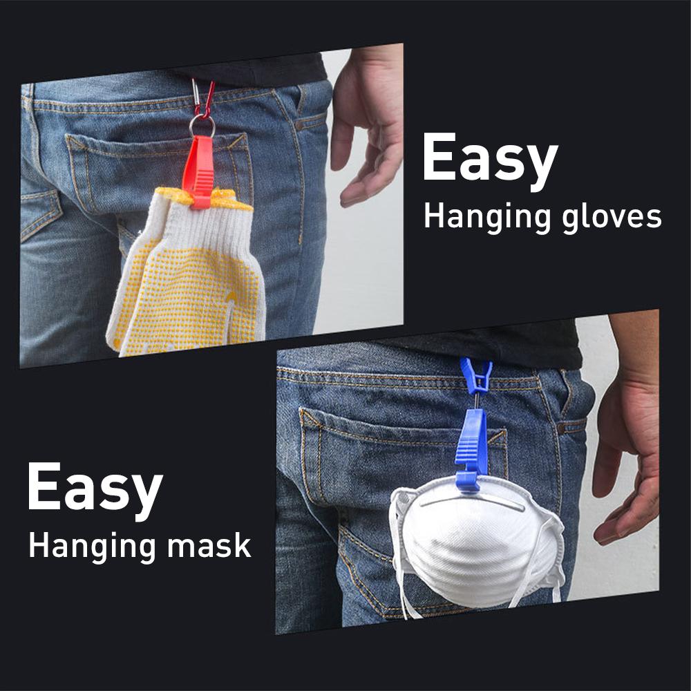 Зажимы для перчаток для рабочих перчаток, зажим для перчаток, зажим для ремня с металлическим крючком, портативный держатель для рабочих перчаток, зажим с пластиковым крючком