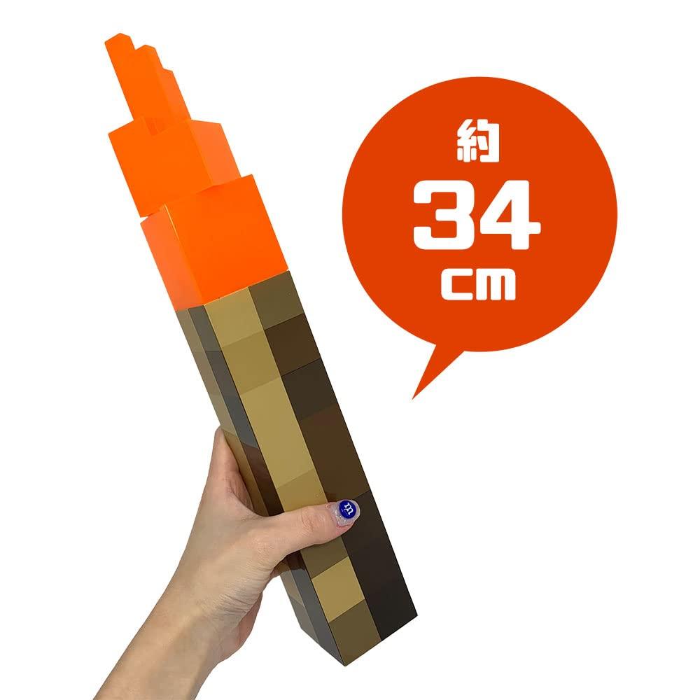 Выглядит так, как есть в игре Minecraft. Светящийся факел 34 см. Светильник для ролевых игр, детская игрушка. Официальные товары. Прибл.