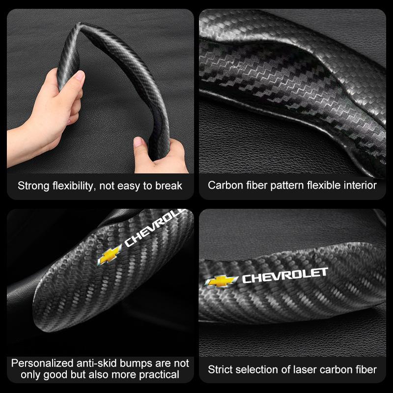 Non-Slip Carbon Fiber Car Steering Wheel Cover For Chevrolet Colorado Cruze Captiva Malibu Trax Aveo Camaro Sonic Tahoe Impala Equinox Suburban
