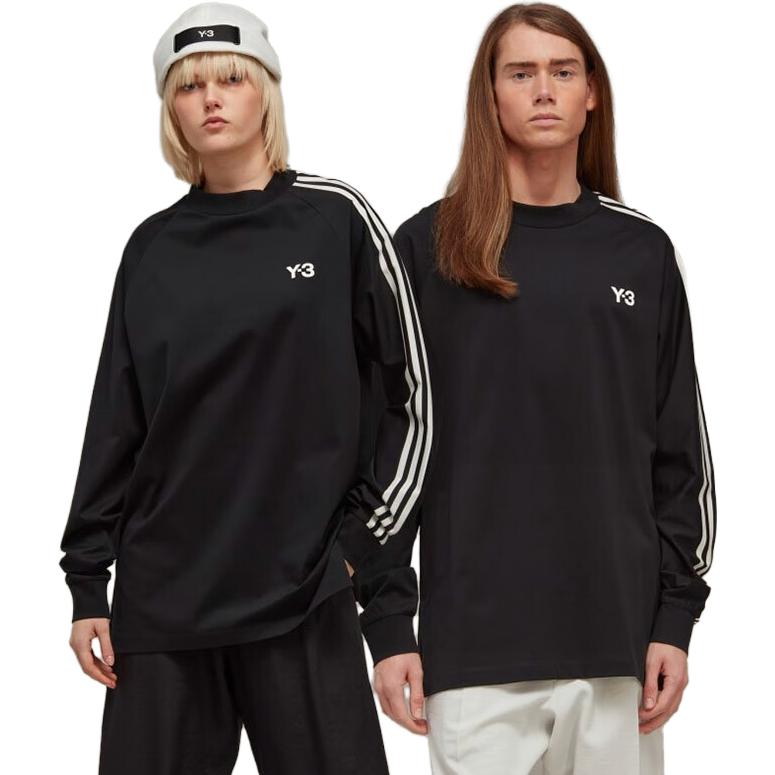 Y-3 Striped Logo Long Sleeve T-Shirt Unisex Tops Black H44800
