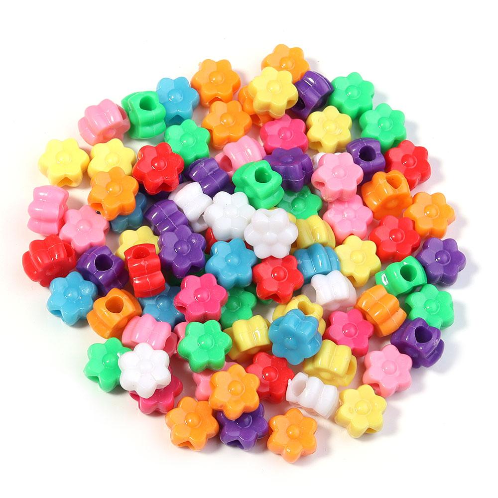 100pcs Heart Star Butterfly Flower Acrylic Beads Loose Spacer Beads Large Hole Beads for Jewelry Making Diy Bracelet Necklace