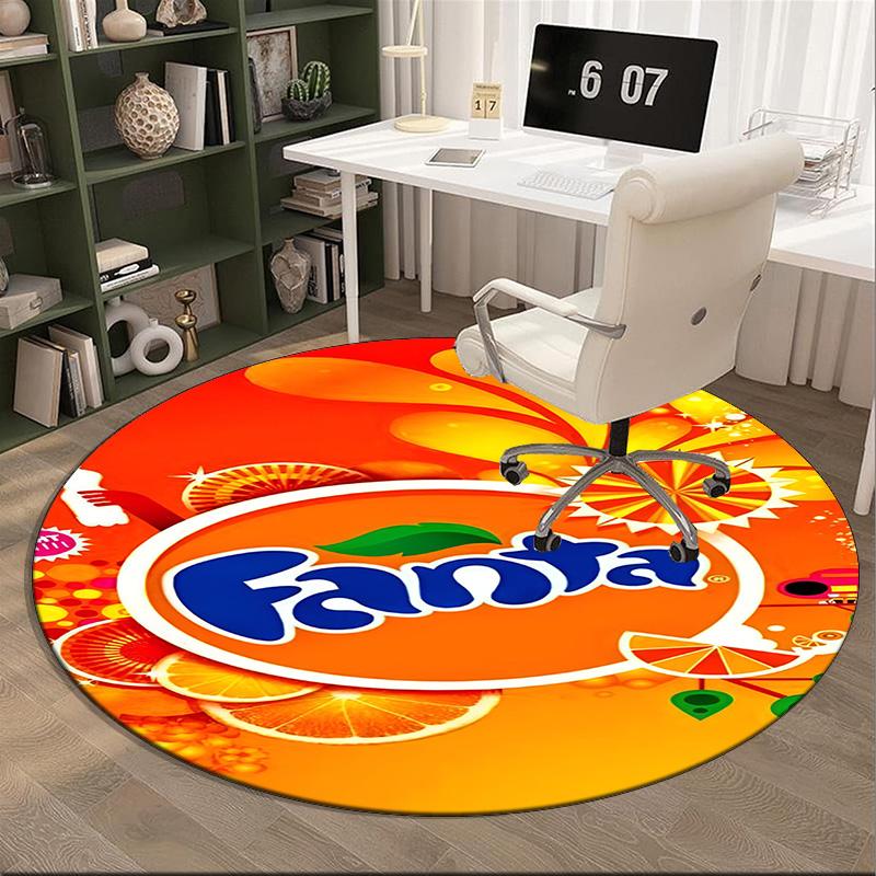 Fanta Orange Refreshment Round Rug for Livingroom,Bedroom, Palyroom, Chair Rug, Area rug, Circle Carpet, Fan Christmas gift