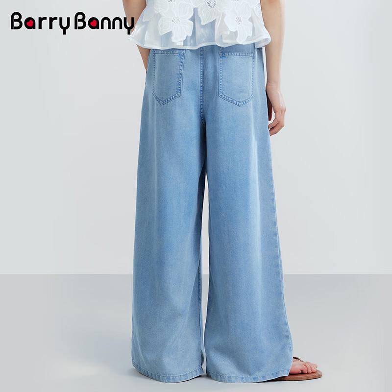 Летние джинсы для девочек BARRY BANNY из лиоцелла, широкие, джинсовые