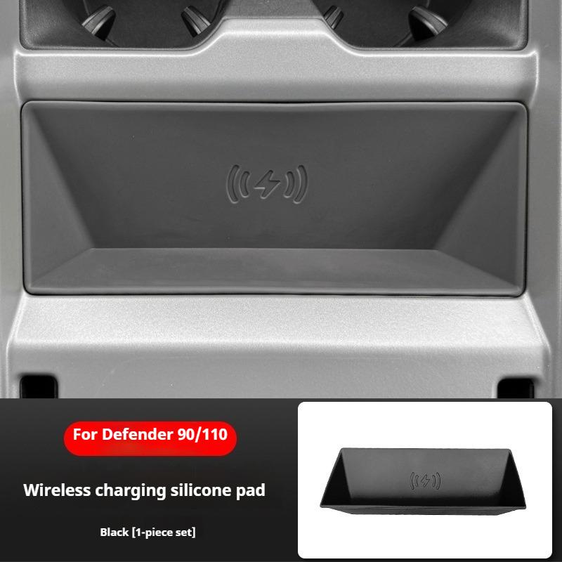 For Land Rover Defender 90 110 2022-2025 Car Central Console Silicone Wireless Charging Pad Cup Holder Rear Armrest Cup Coaster