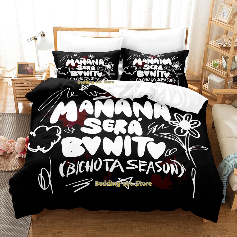 Karol G New Album Cover Manana Sera Bonito Bichota 2 Bedding Set Cartoon Anime three-piece Set Teenager Bedroom Duvetcover Sets