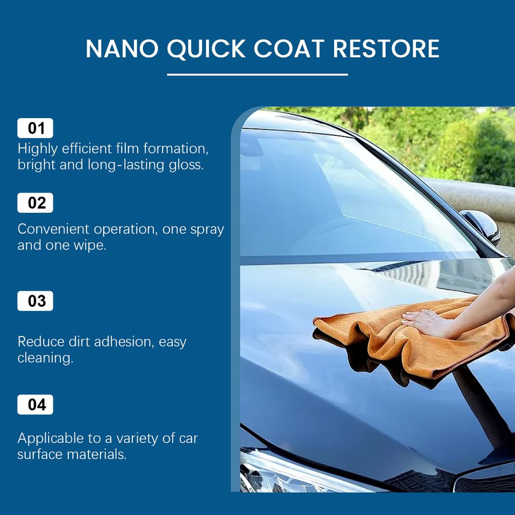 Hikmarion Nano Coating Spray Car Paint Polish Quick Gloss Renewer Easy Home Use