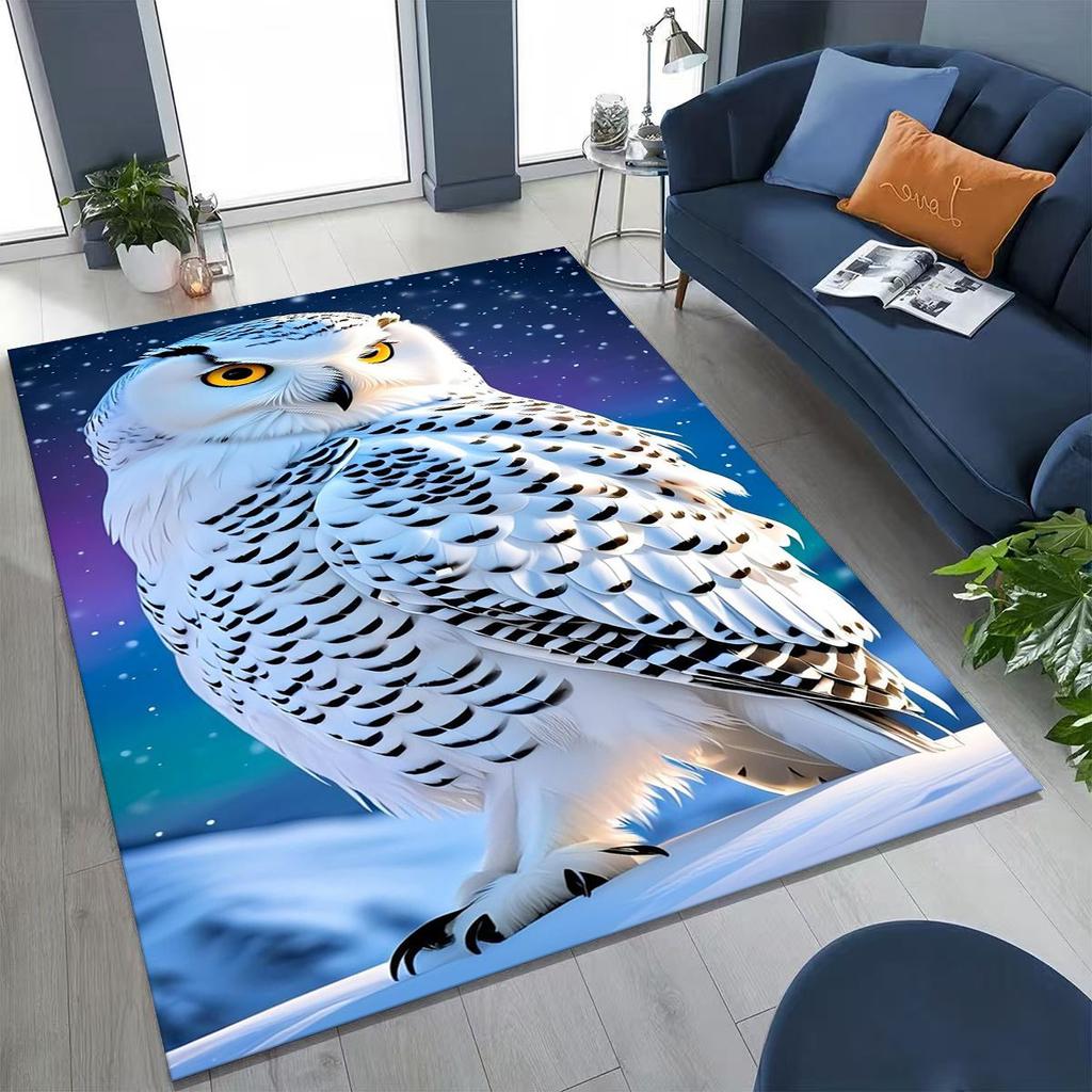 2026 New Mysterious Owl Colorful Cartoon Birds Rug for Bedroom Living Room Sofa Home Doormat Decor,Large Kid Non-slip Floor Mat