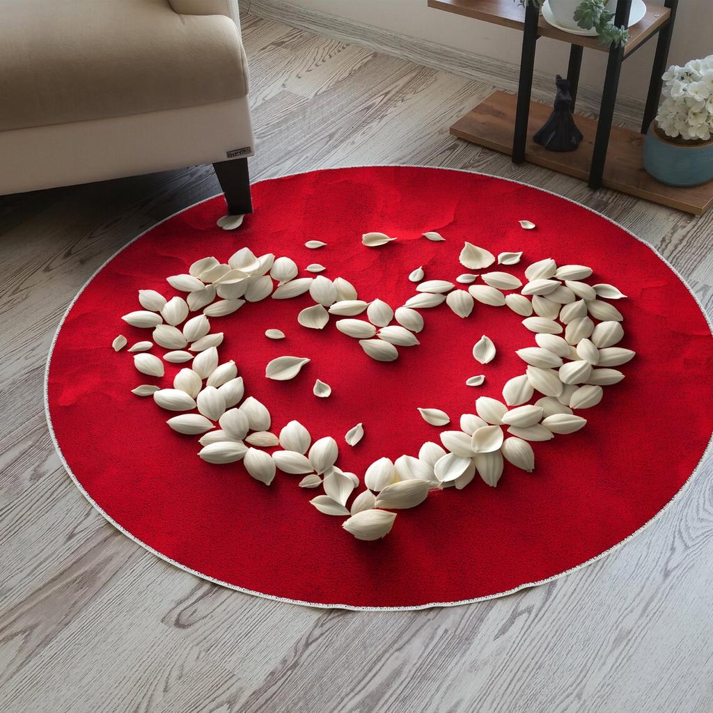 День святого Валентина Ковер круглый из лепестков роз Визуальный стереоскопический ковер с узором роз и любви Ковер для гостиной и спальни