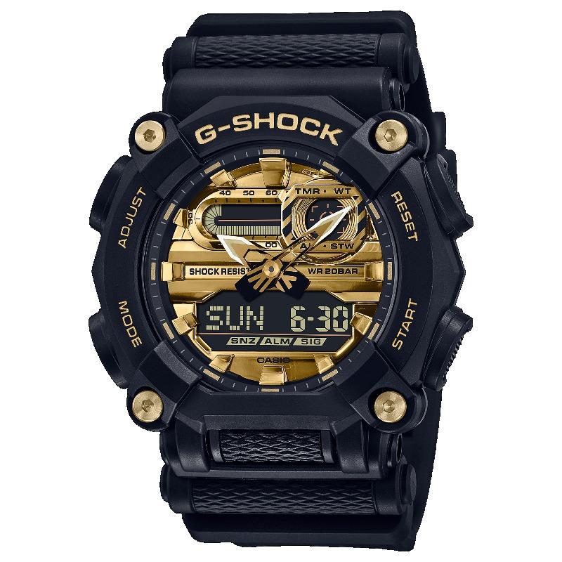 Casio Мужские часы G-SHOCK на смоляном ремешке, водостойкость 200 м, аналоговые, ударопрочные, кварцевые, GA-900AG-1A
