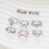 8 шт., набор колец с розовым цирконием в форме сердца и бабочки, серебряные регулируемые кольца для женщин, ювелирные аксессуары