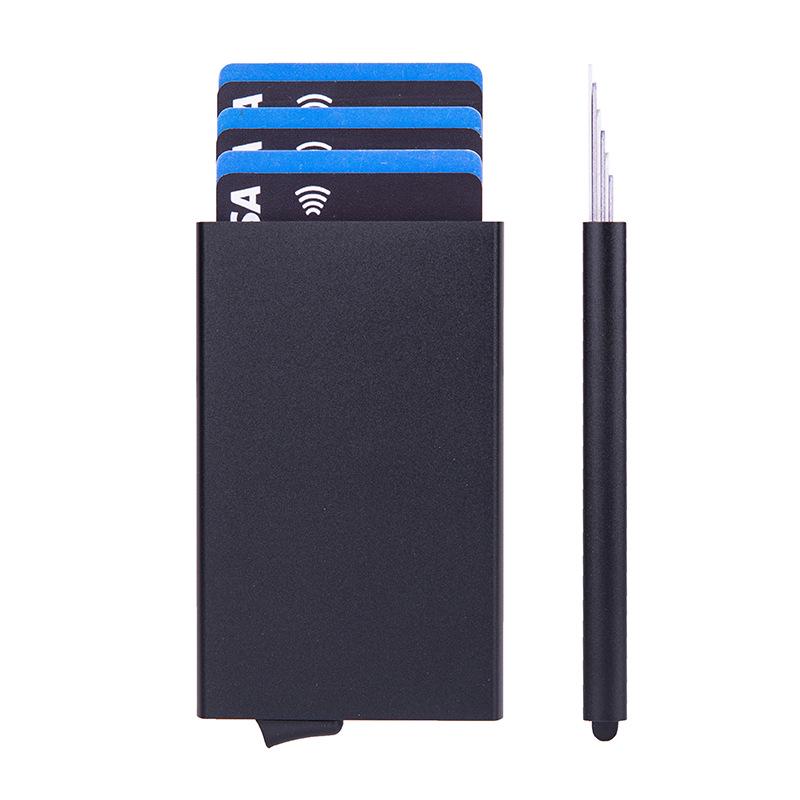Anti-Theft RFID Aluminum Card Holder with Automatic Pop-Up Function