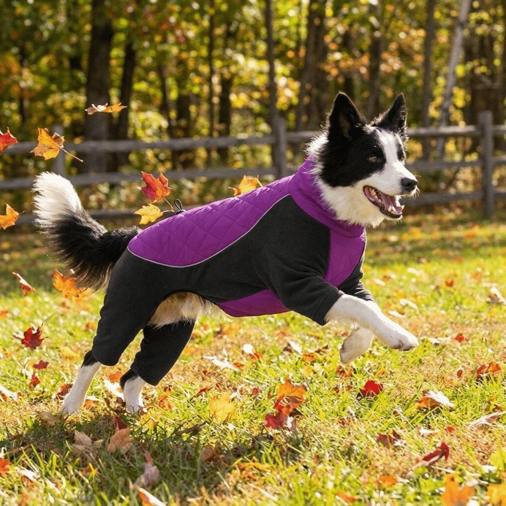 Windproof Dog Four-Leg Sweatshirt High Collar Dog Warm Pajamas Fleece Dog Jumpsuit  Winter