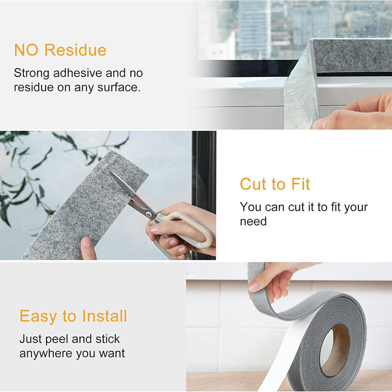 Window Glass Water Absorption Strip Solid Color Thickened Felt Cotton Tape Glass Absorbent-Adhesive For Sinks Walls Prevent Condensation