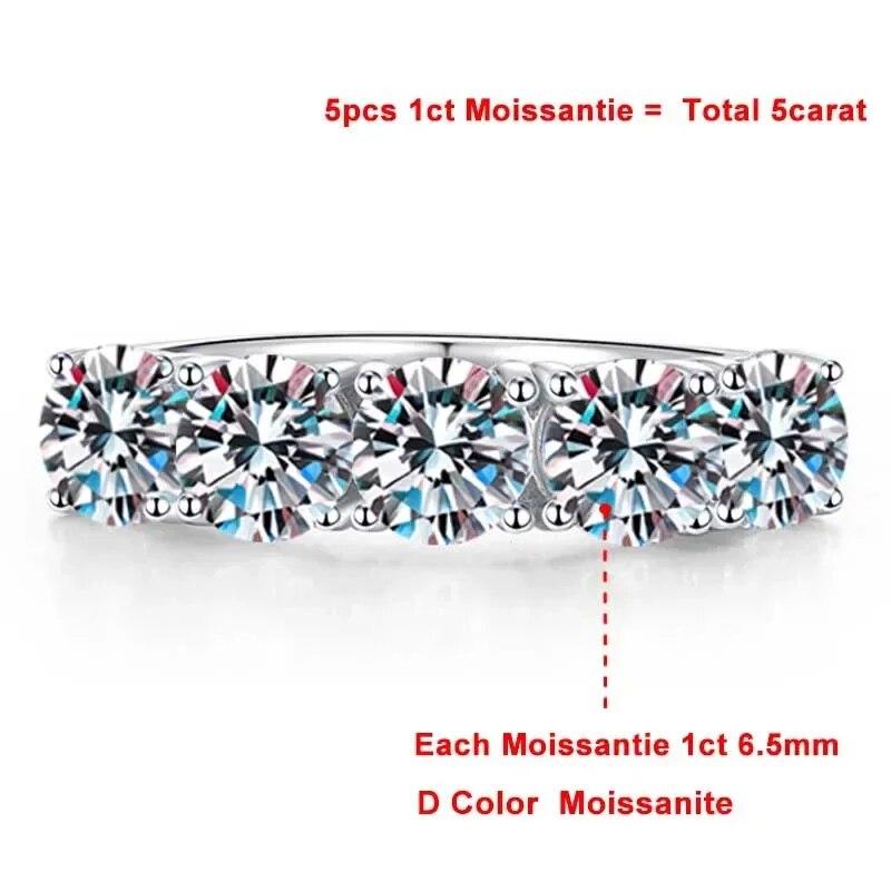 Кольцо с муассанитом для женщин, 5 мм, 6,5 мм, из стерлингового серебра S925, вечно сверкающее бриллиантовое кольцо, обручальные кольца, ювелирные изделия GRA