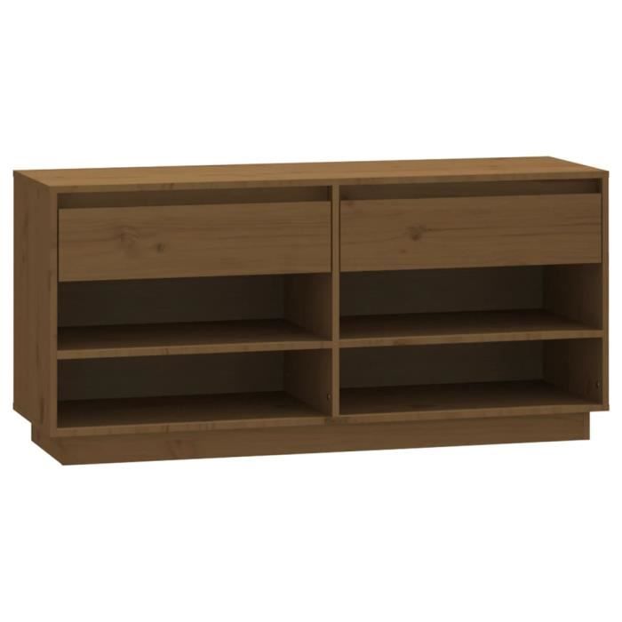 VidaXL Shoe Cabinet Honey Brown 110x34x52cm Solid Pine Wood 814447