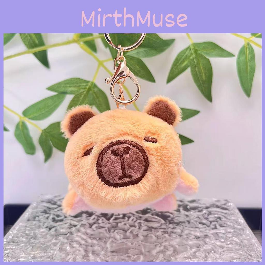 Soft And Cuddly Flip Capybara Plush Keychain Animal Doll With Pink And Brown Colors