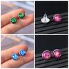 6 Pairs/Set 12mm Silver Jewelry Gift Opal Horse Eye Ear Stud Durzy Earrings Amber