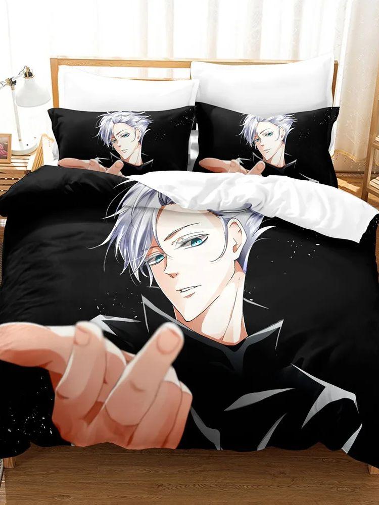 Japanese Famous 3D Anime J-Jujutsu K-Kaisens S-Satoru G-Gojos Christmas Gift King Twin Double Child Bedding Set Microfiber Duvet Cover Set