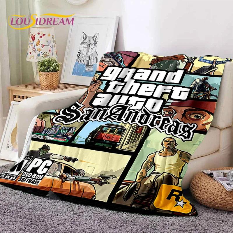 Игровой плед GTA Grand Theft Auto, Мягкий плед для геймеров, Согревающий плед, Удобный плед для пикника, кроватей, дивана, домашней спальни, Подарок
