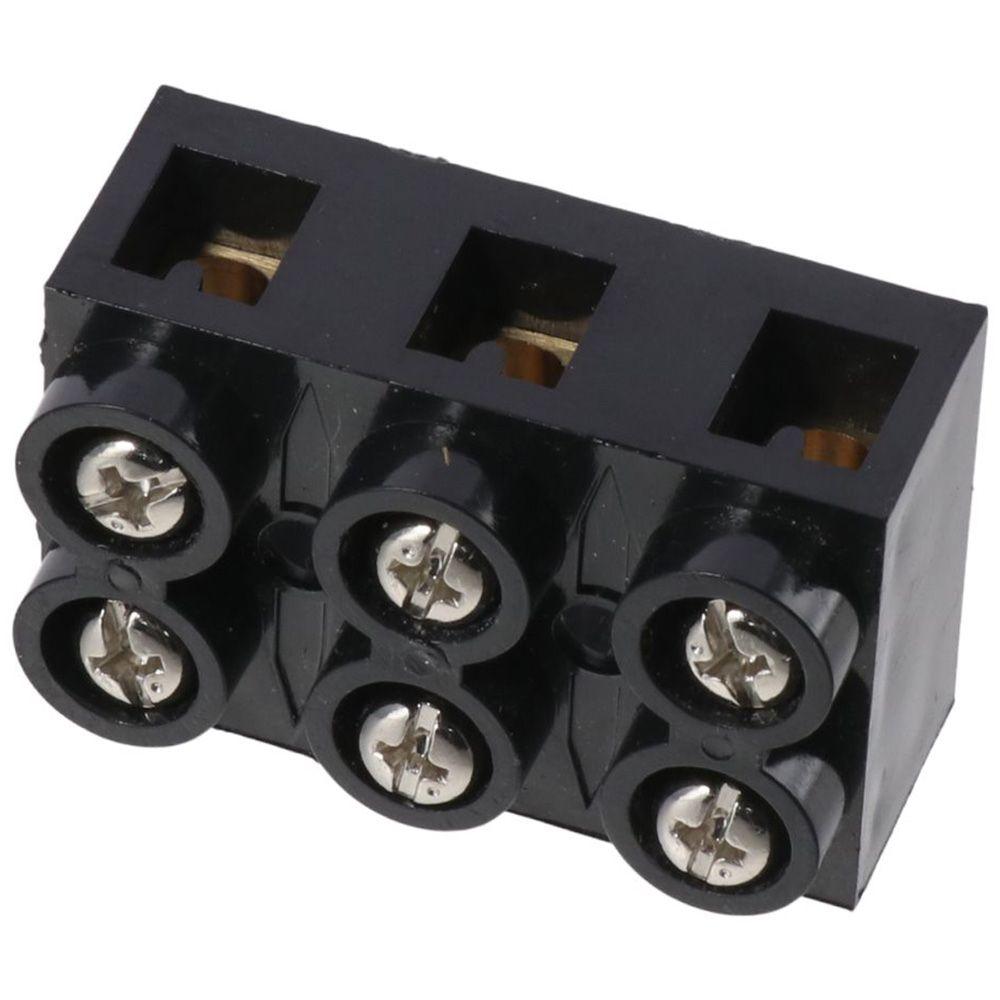 Terminal Post 500V Terminal Block Dual Row 3 Positions Screw Electric Barrier Strip Black 60A Electrical Engineering
