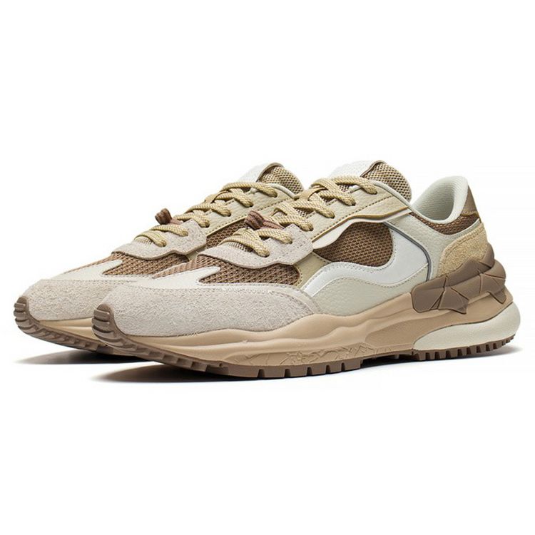 Li Ning Origin Reflective Trend Low Top Sports Casual Shoes Men Sneakers White Brown AGLS157-5