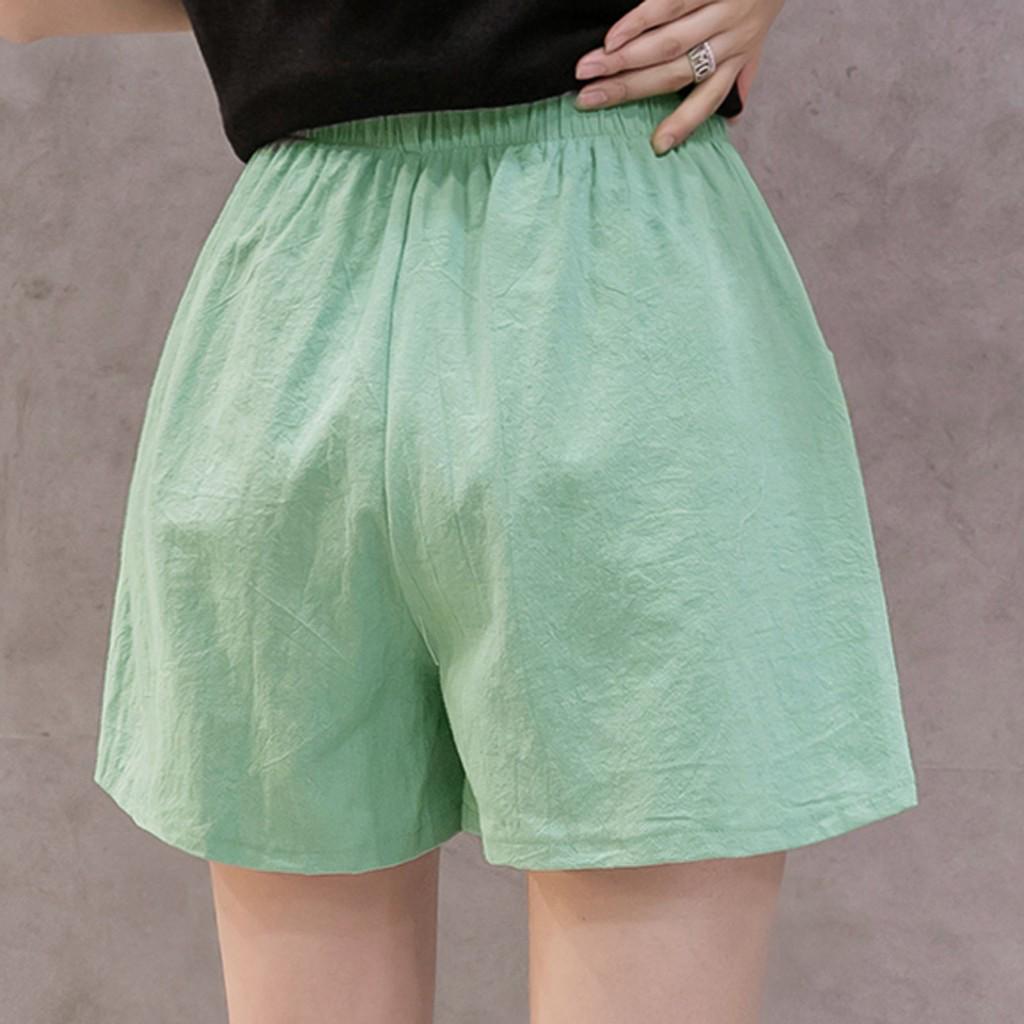 Women's High Waist Linen Loose Casual Thin Wide Leg Linen Shorts