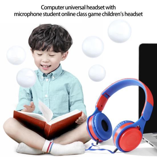 Детские проводные наушники Stereo Surround Mega Bass HD-совместимая высокопроизводительная складная студенческая гарнитура для звонков с микрофоном для игр
