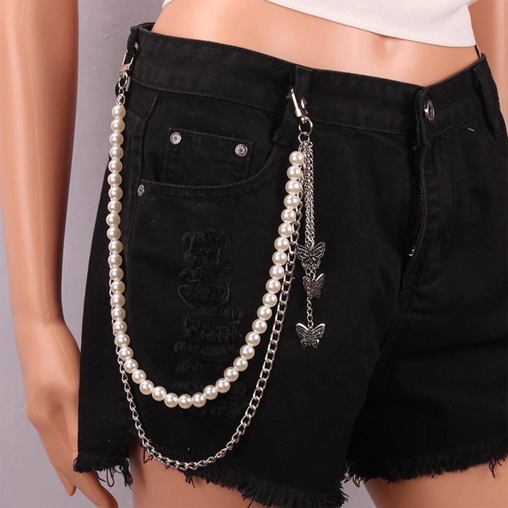 Простая цепочка на талию для женщин, темпераментная, с жемчугом, U-образная, цепочка на талию, хип-хоп, рок, индивидуальность, джинсовая цепочка, аксессуары