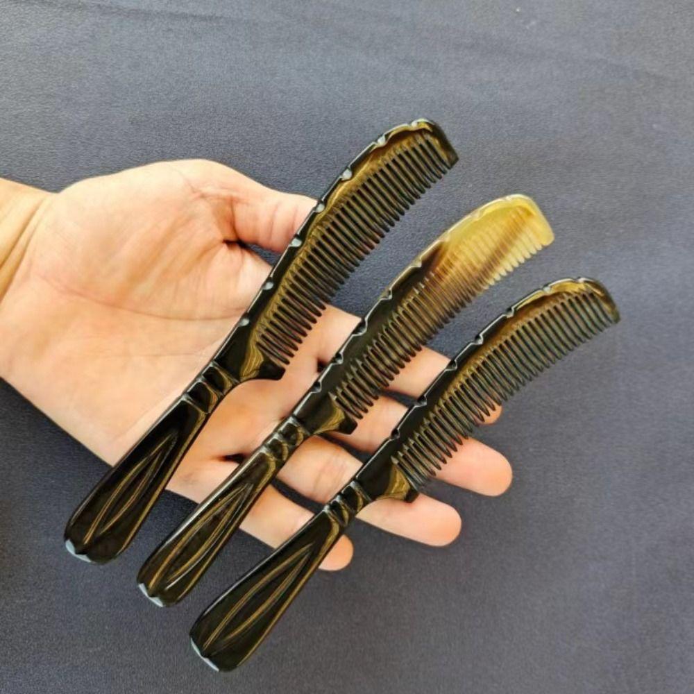 Антистатическая массажная расческа из рога буйвола Гладкая расческа с мелкими зубьями Расческа для волос Расческа из рога с узким краем Женская