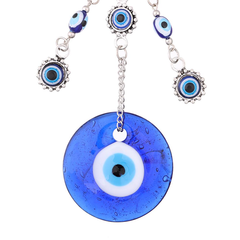 Pendant Rear View Mirror Hemp Rope Glass Decoration Hanging Ornament Navy Blue Evil Eye Butterfly