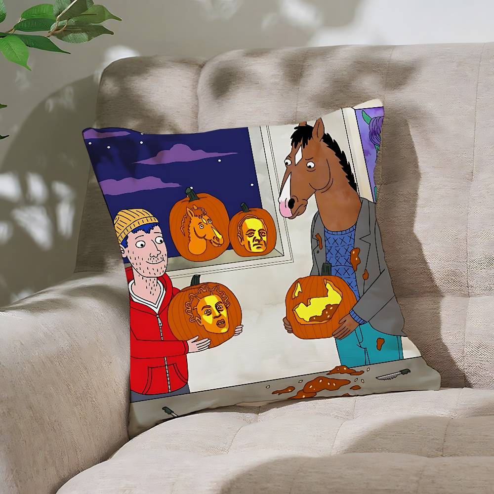 Funny Bbojack HorsemanS Customizable Square Pillowcases Stylish And Soft Perfect For Beds Cars And Sofas