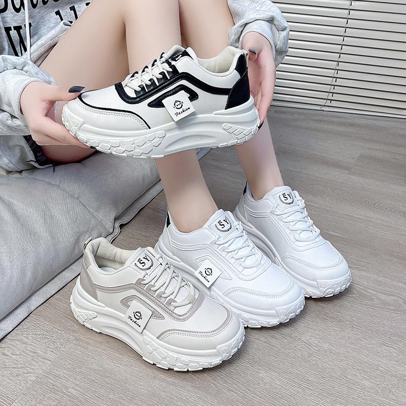 Мода 2024 Высокое качество Осень Толстая подошва Круглый носок Обувь для женщин Износостойкая Шнуровка На открытом воздухе Женская обувь Zapatillas De Mujer