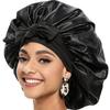 1PCLarge Satin Hat Silk Nightcap Long Satin Hat with Headband, Suitable for Women's Curly Hair