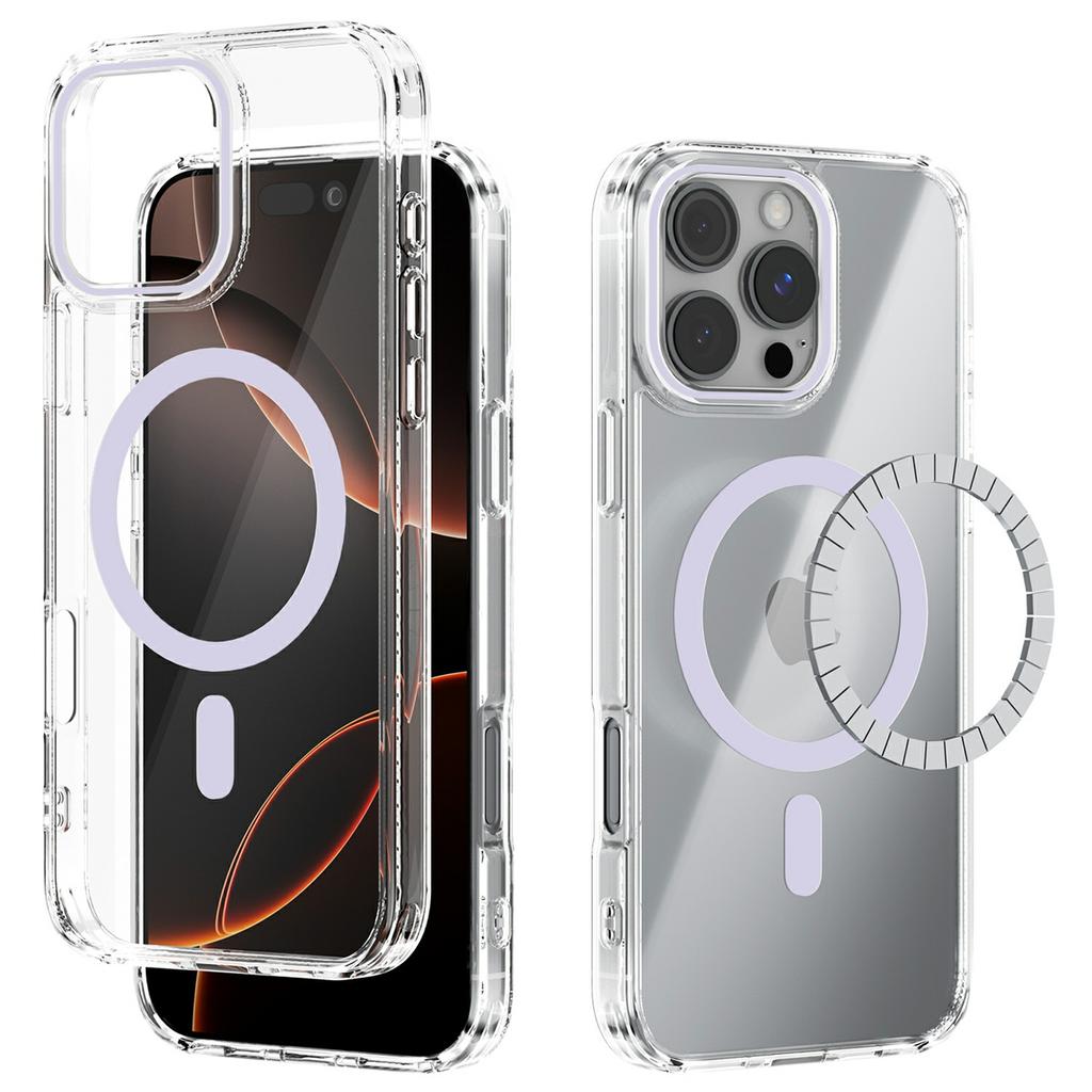 Для чехла iPhone 16 Pro Max, совместимого с MagSafe, прозрачная задняя крышка из ТПУ и ПК, устойчивая к царапинам