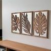 3Pcs Rustic Palm Leaf Hanging Decor Artistic Monstera Wall Panel Set  Indoor Home Decor