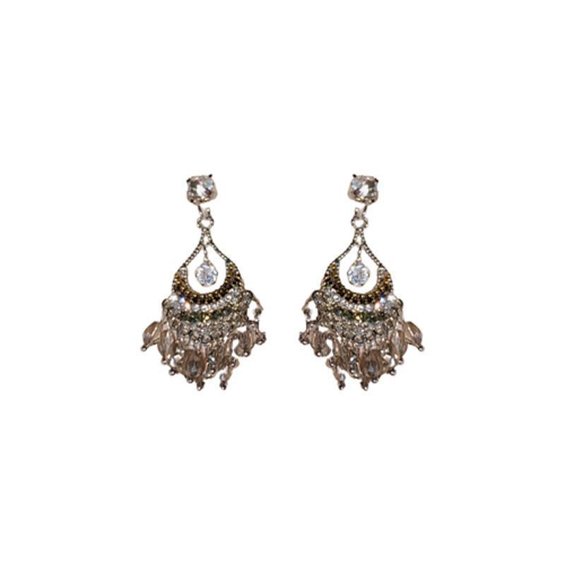 Silver Needle Diamond Water Drop Tassel Earrings - Ethnic Retro Style, All-Match Temperament Earrings.