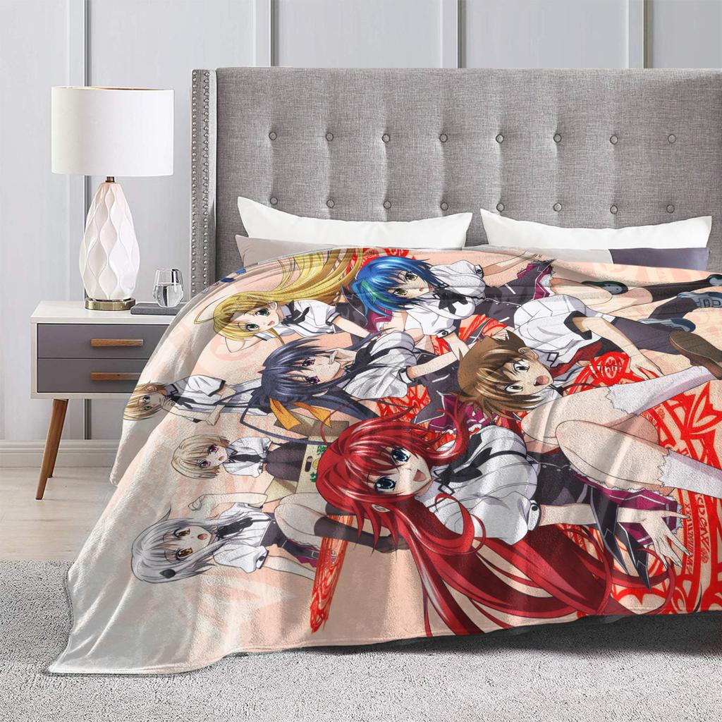 High School DxD Flannel Blanket Anime Super Warm Throw Blanket for Living Room Decorative Funny Bedspread Sofa Bed Cover