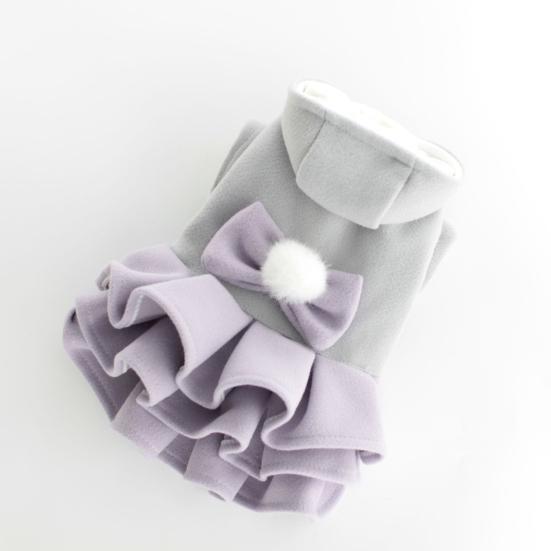 Yousheng Pet Cats Dog Clothes Multi-Layer with Bow-tie Ball Decoration 2-Legged Easy To Wear Hooded Pet Dress