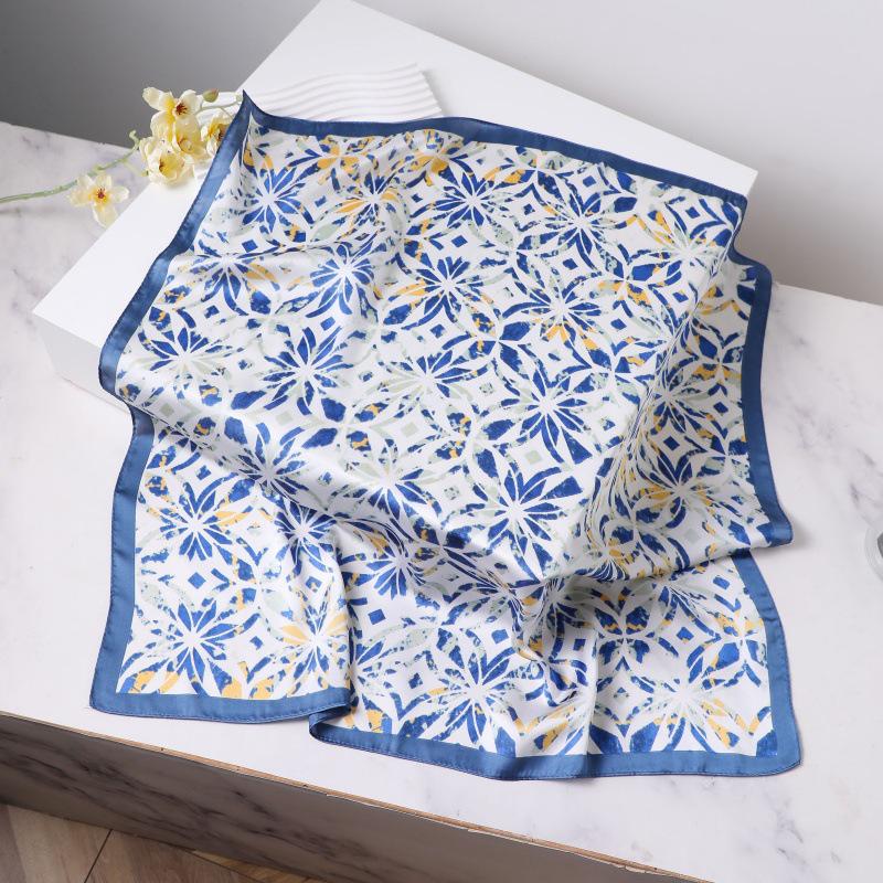 Шелковый женский квадратный шарф - Китайский стиль платок на голову для весны, лета, осени - Защита шеи и согревающий - Элегантный тонкий стиль для мамы