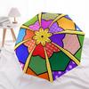 1pc Patchwork Quilt Pattern Automatic Folding Umbrella, Casual Outdoor Accessory, Birthday Festival Gift yy251126158