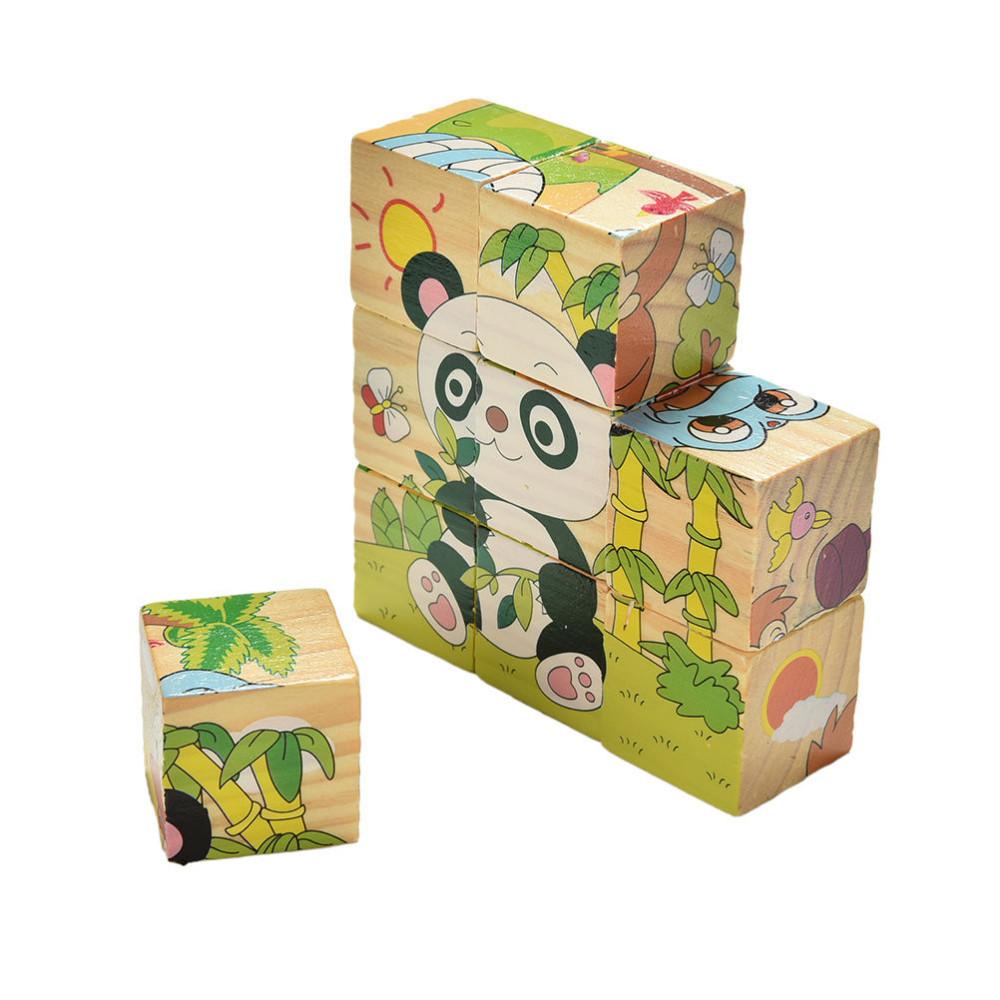 3d Шестиликий Животный Фрукт Деревянный Пазл Живопись Строительные Игрушки Для Детей И Младенцев Раннее Обучение Пазлы 