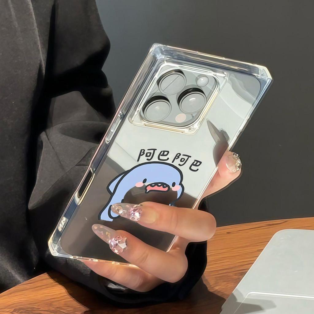 Прозрачный чехол с квадратной задней крышкой для защиты трубки для iPhone 11 12 14 Pro Max 16 ProMax 15 Plus 13, устойчивый к окислению, чехол с рисунком синего монстра