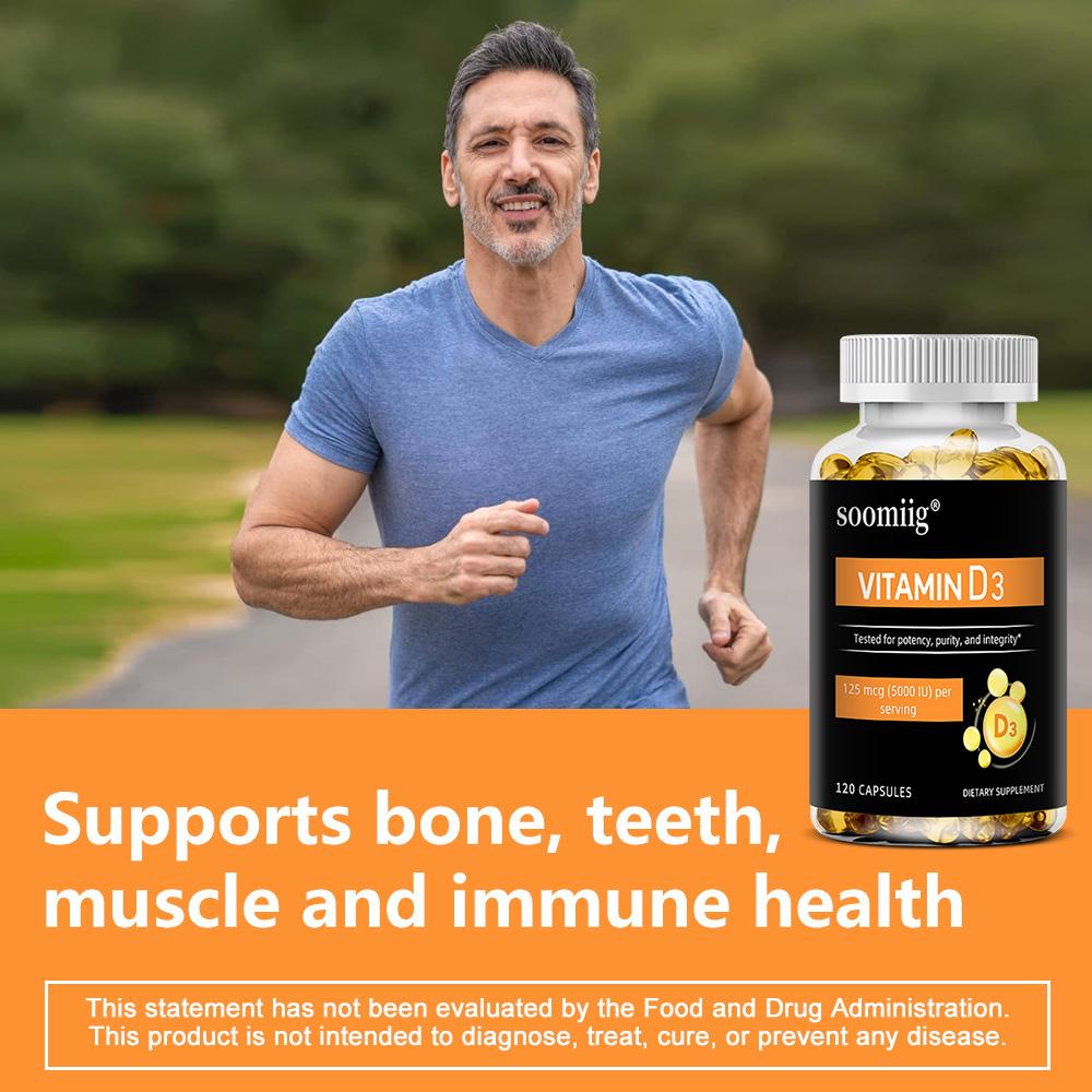 Vitamin D3 125mcg (5000 IU) Capsule 120 Count Dietary Supplement