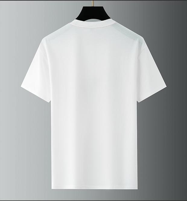 Футболка мужская из шелка Ice Silk с вышивкой European Light Luxury Embroidered Warhorse – с короткими рукавами, дышащая, с круглым вырезом, модный летний стиль