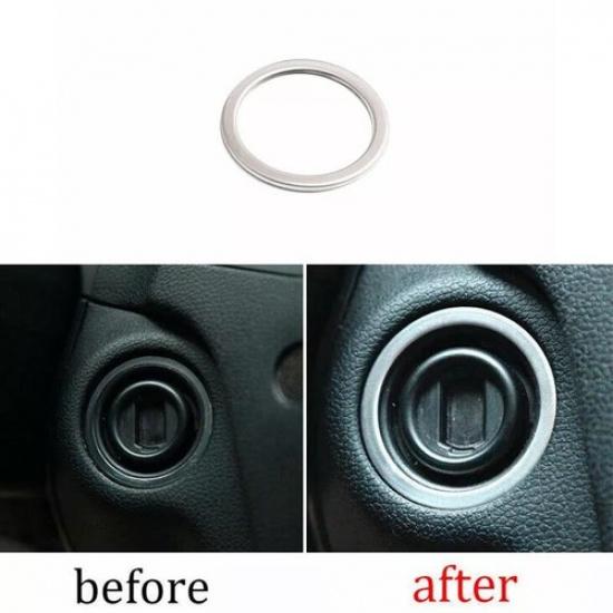 For Benz C-Class 2007-14 Car Engine Start Stop Button Cover Trim Silver Titanium