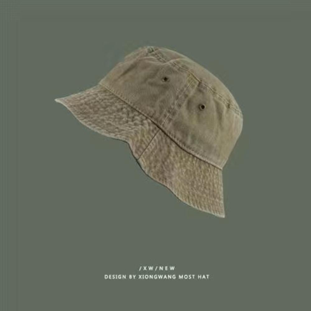 Teenager Sunshade Bucket Hat Solid Color Fisherman Hat Washed Denim Bucket Cap Men Women