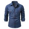 Мужские повседневные джинсовые рубашки Outdoor Cargo с длинным рукавом, однотонные повседневные рубашки для мужчин