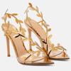 Summer Women's High-heeled Sandals, Golden Branches And Jade Leaves High-heeled Shoes, Stiletto Pointed High-heeled Sandals