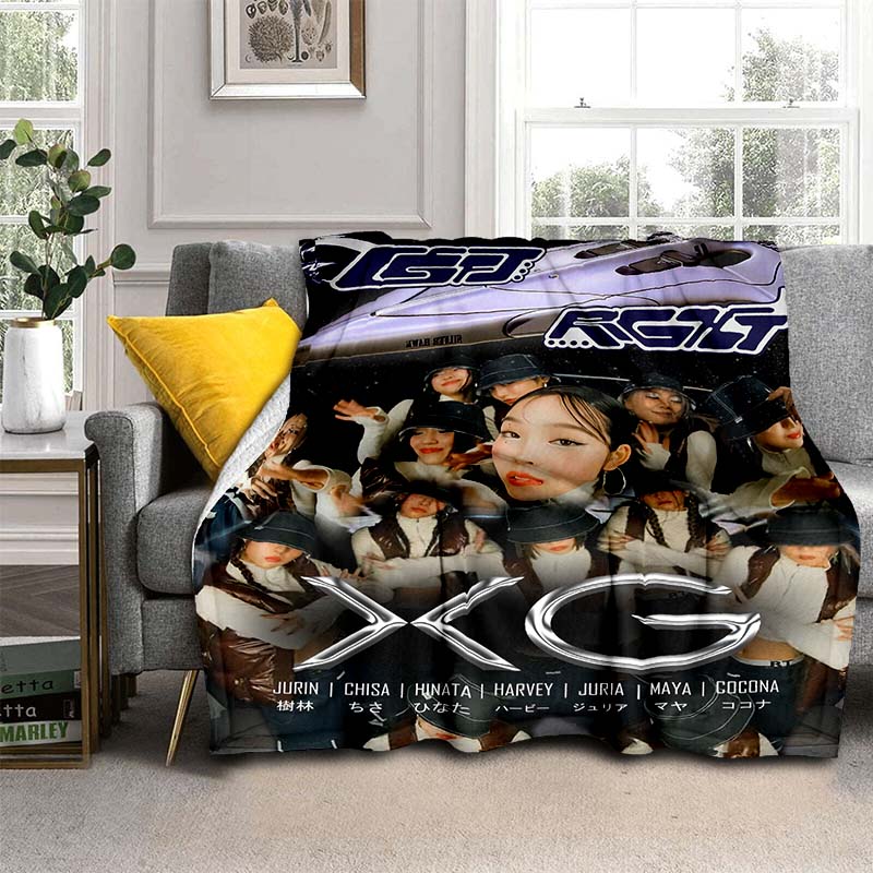 Soft flannel blanket, K-POPX-XG girl group poster blanket, portable home travel blanket, suitable for sofa beds, bedrooms, and