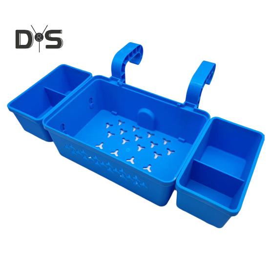 Poolside Storage Organizer with Hook Cup Holder Pool Storage Basket for Above Ground Pools Large Capacity Pool Accessories Holder for Most Frame